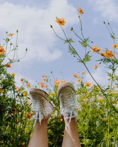 feet and flowers
